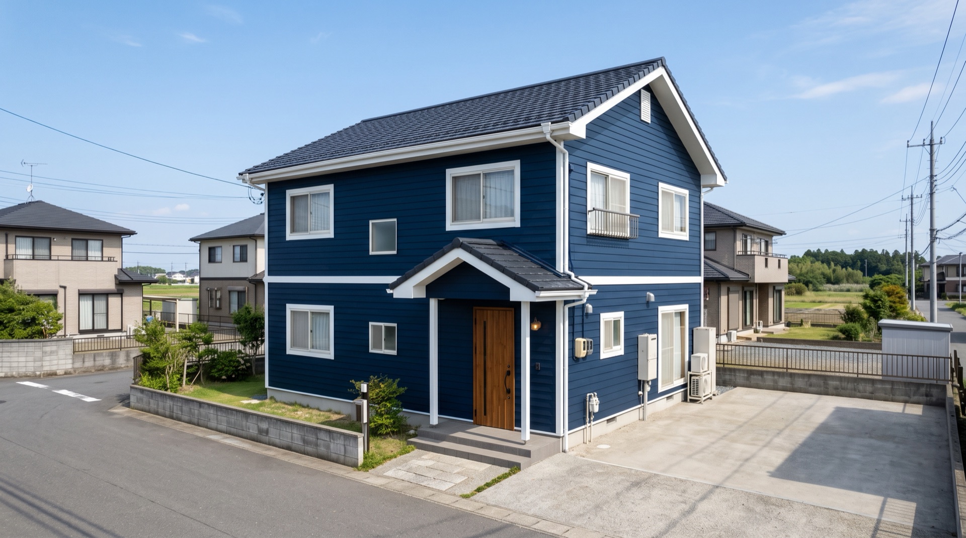 塗り替えを終えた家の外壁と屋根